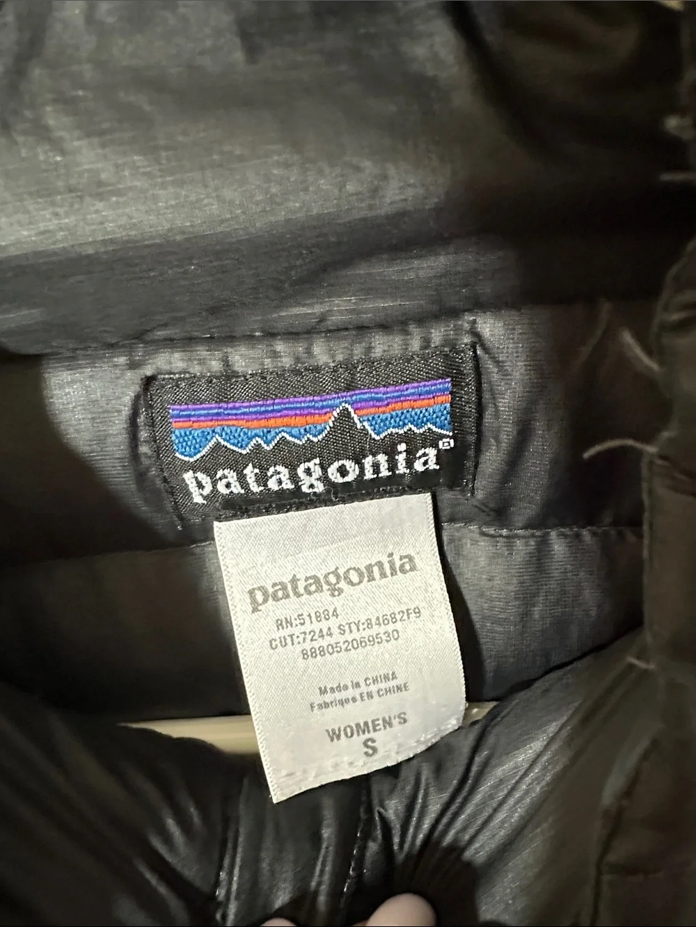 Patagonia Black Quilted Packable Down Jacket Size Small